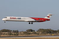 5N-SAI @ LMML - MD83 5N-SAI of Dana Air landing on RW31 Malta. - by Raymond Zammit