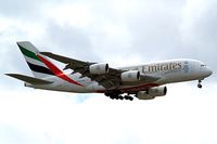 A6-EEB @ EGLL - Airbus A380-861 [109] (Emirates Airlines) Home~G 02/06/2013. On approach 27L. - by Ray Barber