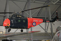 XK936 @ EGSU - Westland WS-55-2 Whirlwind HAS7. Suspended from the roof in AirSpace, Imperial War Museum Duxford, July 2013. - by Malcolm Clarke