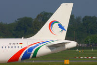 D-ASTA @ EGCC - Germania A319 in Gambia Bird livery - by Chris Hall