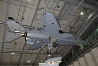 XX108 @ EGSU - Sepecat Jaguar GR.1. Suspended from the roof in AirSpace, Imperial War Museum Duxford, July 2013. - by Malcolm Clarke