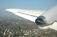 D-AOLA @ EDDH - The outer wing and part of the engine nacelle of Saab 2000 D-AOLA of OLT, just after take off from Hamburg Fuhlsbüttel airport, Germany. - by Henk van Capelle