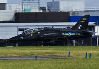 XX338 @ EGFF - Hawk T.1A shortly after landing at EGFF following a bird strike to its starboard wing. - by Derek Flewin