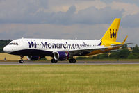 G-ZBAA @ EGGW - Monarch's first A320 fitted with sharklets - by Chris Hall