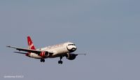 N849VA - Virgin America Beard - San Fransisco 49's....Seconds before landing on L22, JFK - by gbmax