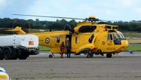 ZH544 @ EGFH - Visiting SAR Sea King of 22 Squadron RAF after a hot refueling. - by Roger Winser