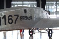 D-1167 - Junkers W 33b BREMEN, the first plane to cross the North Atlanic ocean from east to west in 1928 (on long term loan from the Henry Ford Museum, Dearborn MI, restored and exibited at Bremen airport, Bremen GERMANY)