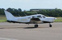 G-BORL @ EGFH - Visiting Piper Warrior II operated by Westair Flying School at Blackpool Airport. - by Roger Winser