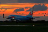 OO-JAR @ LFRB - Boeing 737-7K5, Landing in twilight, Brest-Bretagne Airport (LFRB-BES) - by Yves-Q