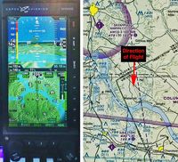 N536DC @ 15M - 4,250 MSL and climbing at 330 FPM to 4,500 MSL, approaching Pickwick Lake near the Iuka, Mississippi airport (15M). During this climb, our true airspeed was 152 KTS (173 MPH) and our ground speed was 148 KTS (168 MPH) as displayed on the Aspen EFD1000. - by Mike Arlow
