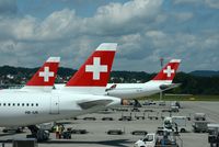 HB-IJS @ LSZH - Swiss International Airlines Airbus A320 at Zurich-Kloten International Airport, in BG Airbus A330. - by miro susta