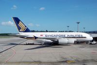 9V-SKA @ WSSS - First Singapore Airlines Airbus A380 docked at Singapore-Changi International Airport - by miro susta