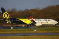 TC-JHU @ EGCC - Turkish Airlines in Borussia Dortmund livery - by Chris Hall