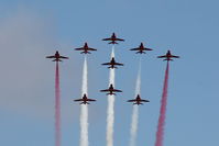 XX322 @ LMML - Red Arrows Hawks performing over Malta during the Malta International Airshow 2013. - by Raymond Zammit