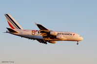 F-HPJI @ KJFK - Air France A380 with 80 Anniversary sticker going to landing on 22L/JFK - by Gintaras B.
