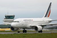 F-GUGM @ LFRB - Airbus A318-111, Taxiing to holding point Rwy 25L, Brest-Bretagne Airport (LFRB-BES) - by Yves-Q