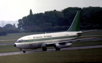 G-AXNA @ EGCC - Boeing 737-204C of Britannia Airways as seen at Manchester in the Spring of 1975 bearing evidence of lease to Transavia of Holland. - by Peter Nicholson