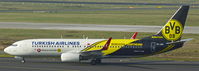 TC-JHU @ EDDL - Turkish Airlines (Borussia Dortmund cs.), is taxiing to the gate at Düsseldorf Int'l(EDDL) - by A. Gendorf