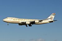 N855GT @ EGNX - Ethiad Cargo 2013 Boeing 747-87UF, c/n: 37567 landing at East Midlands - by Terry Fletcher