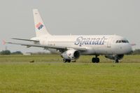 EC-HXA @ LFRB - Airbus A320-232, Taxiing to holding point Rwy 25L, Brest-Bretagne Airport (LFRB-BES) - by Yves-Q