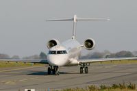 F-GRZB @ LFRB - Canadair Regional Jet CRJ-702, Taxiing to boarding area, Brest-Bretagne Airport (LFRB-BES) - by Yves-Q