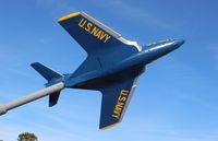 144365 - F9F-8 Cougar in Blue Angels colors on display at the Florida Welcome Center on I-10 in Pensacola