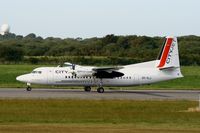 OO-VLJ @ LFRB - Fokker 50, Taxiing to holding point rwy 07R, Brest-Guipavas Airport (LFRB-BES) - by Yves-Q