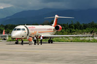 VT-RJB @ VIDN - With a mountain backdrop, this regional jet awaits passengers for the return flight to New Delhi. - by Arjun Sarup