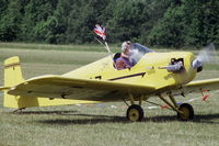 G-ARMZ @ LFFQ - Taxiing after landing at La Ferté-Alais, 2004 airshow, with a British flag to commemorate the centenary of the Entente Cordiale. - by J-F GUEGUIN