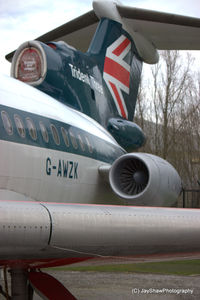 G-AWZK @ EGCC - Close up of Trident engines and tail EGCC