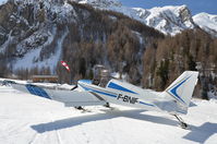 F-BNIF @ ZZZZ - Altisurface de Valloire/Bonnenuit.
F-BNIF parked heading South on the platform. In the background : the airclub house, the windsock, and the Haute-Paré (in English: High Wall) mountain. DSLR's EXIFs show UTC time. - by J.P Contal