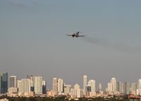 N495AJ @ MIA - Amerijet 727-200 approaching over Downtown Miami on Runway 30 - by Florida Metal