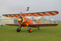 N74189 @ X5FB - The Breitling Teams Boeing PT-17 N74189, overnighting at Fishburn prior to a first UK performance in 2014 at Littlehaven's Promenade & Seawall opening celebrations, South Shields. April 5th 2014. - by Malcolm Clarke