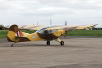 G-ALXZ @ EGBR - Taylorcraft Auster Mk.5-150 at The Real Aeroplane Club's Early Bird Fly-In, Breighton Airfield, April 2014. - by Malcolm Clarke