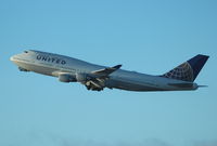 N199UA @ KSFO - United Airlines. 747-422. N199UA cn 28717 1126. Dusk departure. San Francisco - International (SFO KSFO). Image © Brian McBride. 26 July 2013 - by Brian McBride