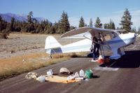 N43961 @ M45 - Plane camping with co-owner Diane  in 1980. Location was Alpine Co airport in Markleeville,Ca. - by S B J