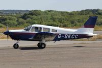 G-BKCC @ EGFH - Visiting Cherokee, seen shortly after landing on runway 10 at EGFH. - by Derek Flewin