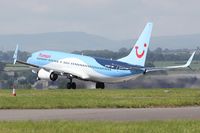 G-FDZY @ EGFF - Boeing 737-8K5, callsign Thomson 708, departing runway 30 at EGFF, en-route Dalaman. - by Derek Flewin