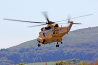 ZH544 @ EGFH - Sea King HAR.3A, call sign Rescue 169, seen departing runway 04 at EGFH, en-route to Port Eynon to pick up a casualty, then to A&E Morriston Hospital. - by Derek Flewin