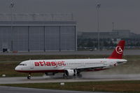 TC-ATB @ EDDP - Thrust reversal performed on wet rwy 08L..... - by Holger Zengler