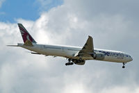 A7-BAB @ EGLL - Boeing 777-3DZER [36103] (Qatar Airways) Home~G 07/07/2014. On approach 27L. - by Ray Barber