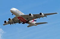 A6-EDX @ EGLL - Airbus A380-861 [105] (Emirates Airlines) Home~G 02/07/2014 On approach 27R. - by Ray Barber