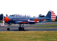 G-CCCP @ EGSX - Scanned from print, Yak-52 G-CCCP taxies out from North Weald, July '96. - by Clive Pattle