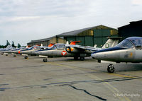 1114 @ EGVI - Scanned from print, Saab J105oe D Green in a line-up of the Austrian AF Team 'Karo AS' at the IAT Greenham Common, 1979, other aircraft were(all prefix 105) 416, 428, 434, 436 and 437. - by Clive Pattle