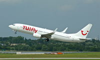 D-AHFR @ EDDL - TUifly (all white), is here powerful lifting off at Düsseldorf Int'l(EDDL) - by A. Gendorf