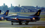 MM6265 @ FAB - Fiat G-91PAN number 2 of the Italian Air Force's demonstration team Frecce Tricolori at the 1972 Farnborough Airshow. - by Peter Nicholson