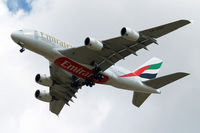 A6-EDS @ EGLL - Airbus A380-861 [086] (Emirates Airlines) Home~G 03/08/2014. On approach 27R. - by Ray Barber