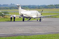 LX-JFM @ EGFH - Visiting Pilatus PC-12/47, Jetfly aviation, Geneva based, seen parked up at EGFH complete with crew.