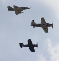 N49WH @ YIP - A-4 with AD-1 and F4U in Legacy flight