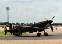 P7350 @ EGXC - BBMF Ground staff with P7350 at RAF Coningsby - by Clive Pattle